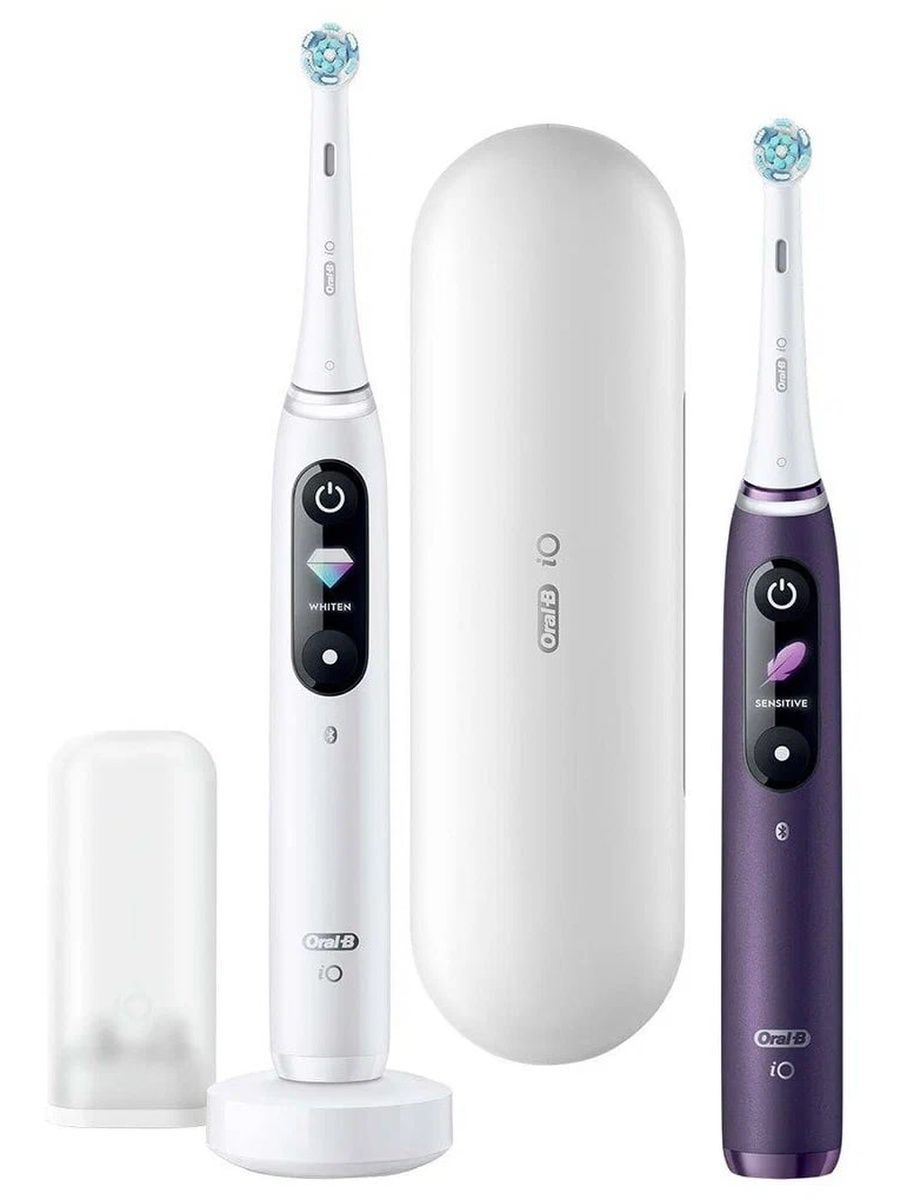 Электрическая зубная щетка Oral-B iO8 Duo, white alabaster/violet ametrine