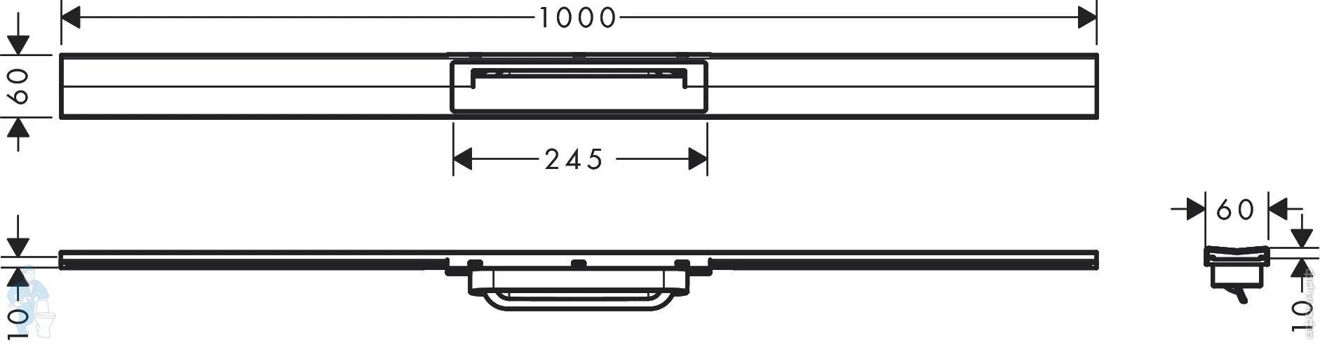 Внешний сливной элемент Hansgrohe RainDrain Flex 100 см