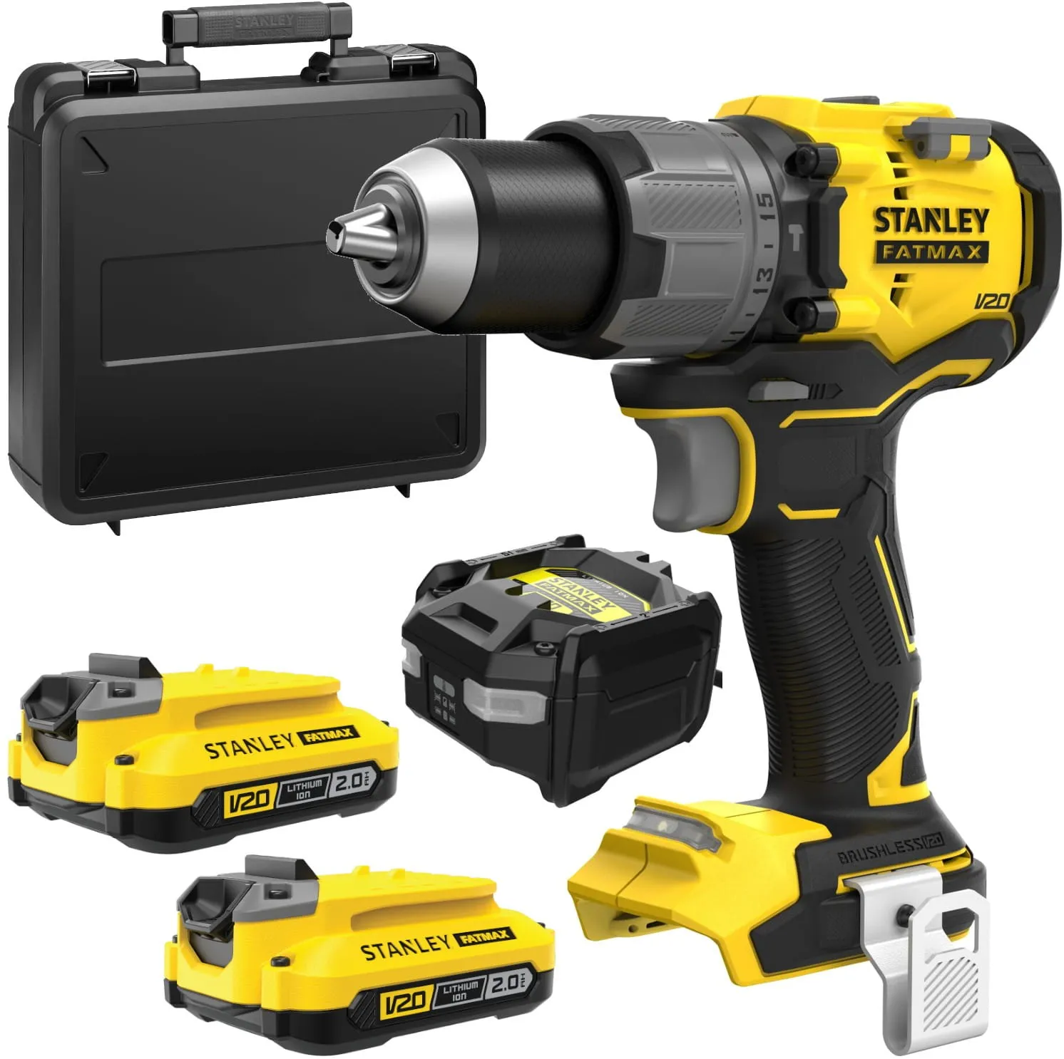 Дрель-шуруповёрт аккумуляторная Stanley FatMax V20 SFMCD726D2KQW с 2 АКБ и ЗУ