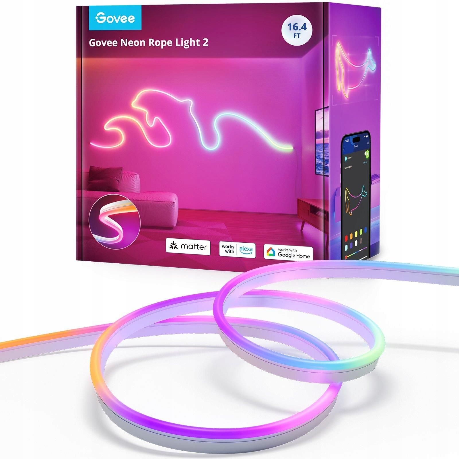 Светодиодная лента Govee H61D5 Neon Lights 2, 5 м