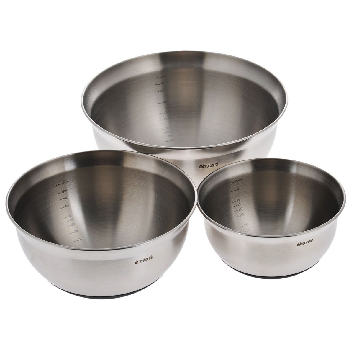 Набор салатников 3шт BRABANTIA, стальной матовый/черный,363900