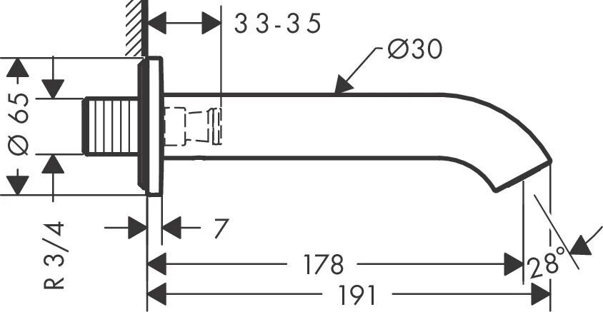 Излив для ванны Hansgrohe Axor Uno 38411990, золотой