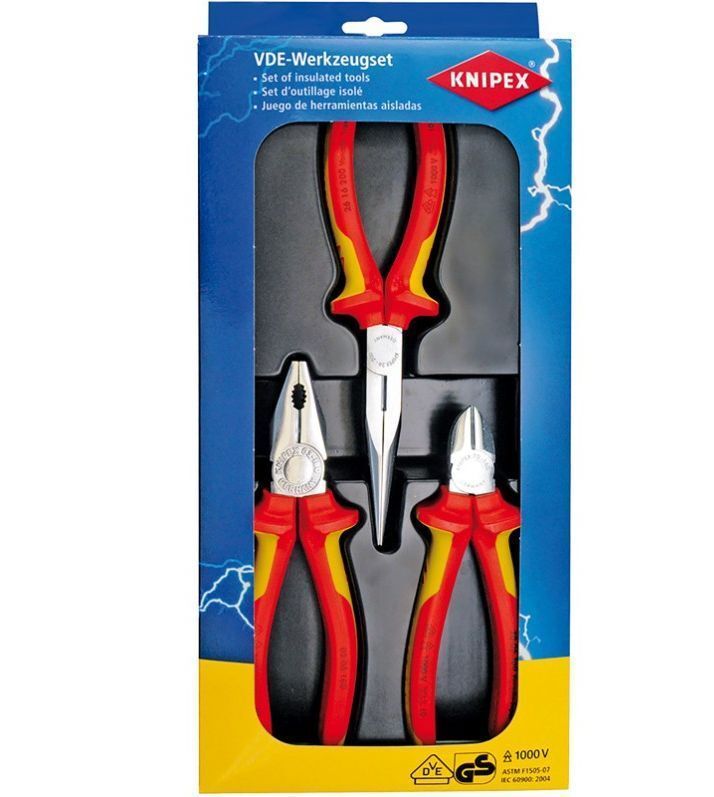Набор шарнирно-губцевого инструмента Knipex 00 20 12, 3 предм., красный/желтый