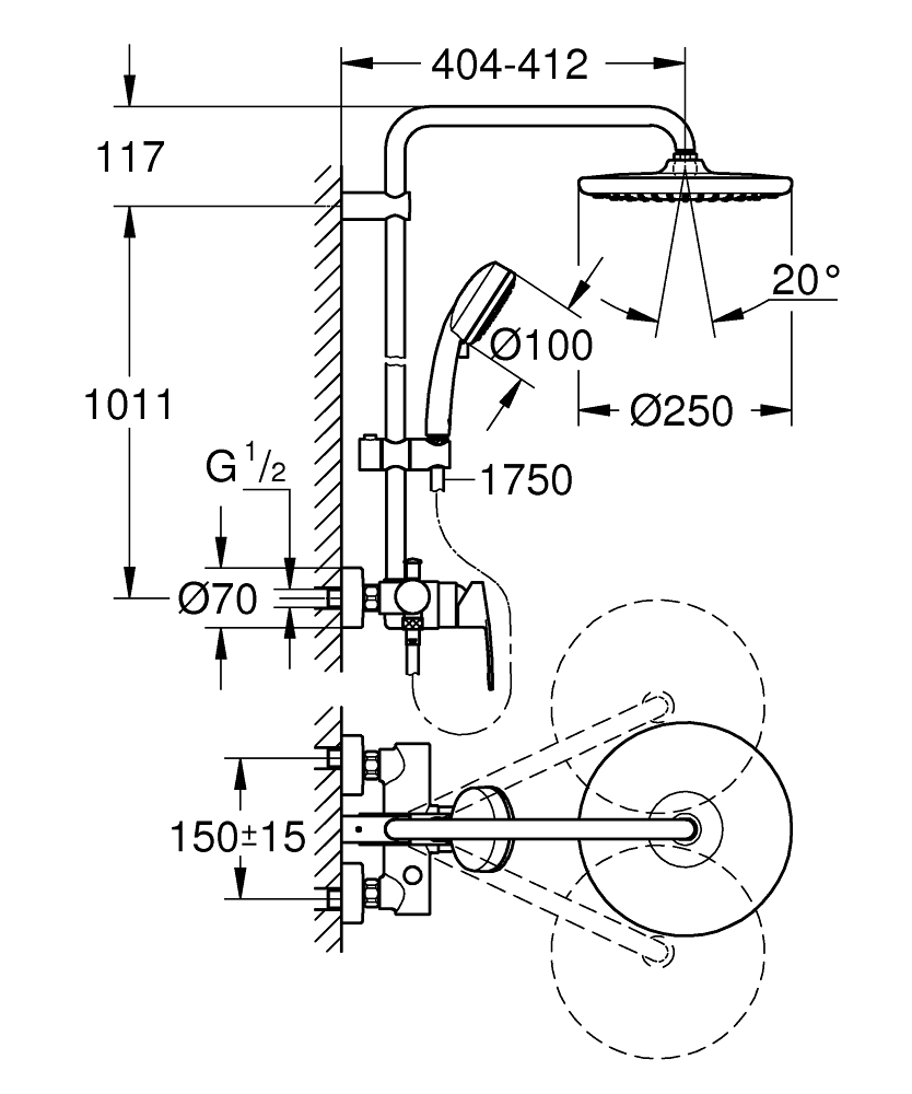 Душевая система Grohe Tempesta Cosmopolitan System 250 26673000