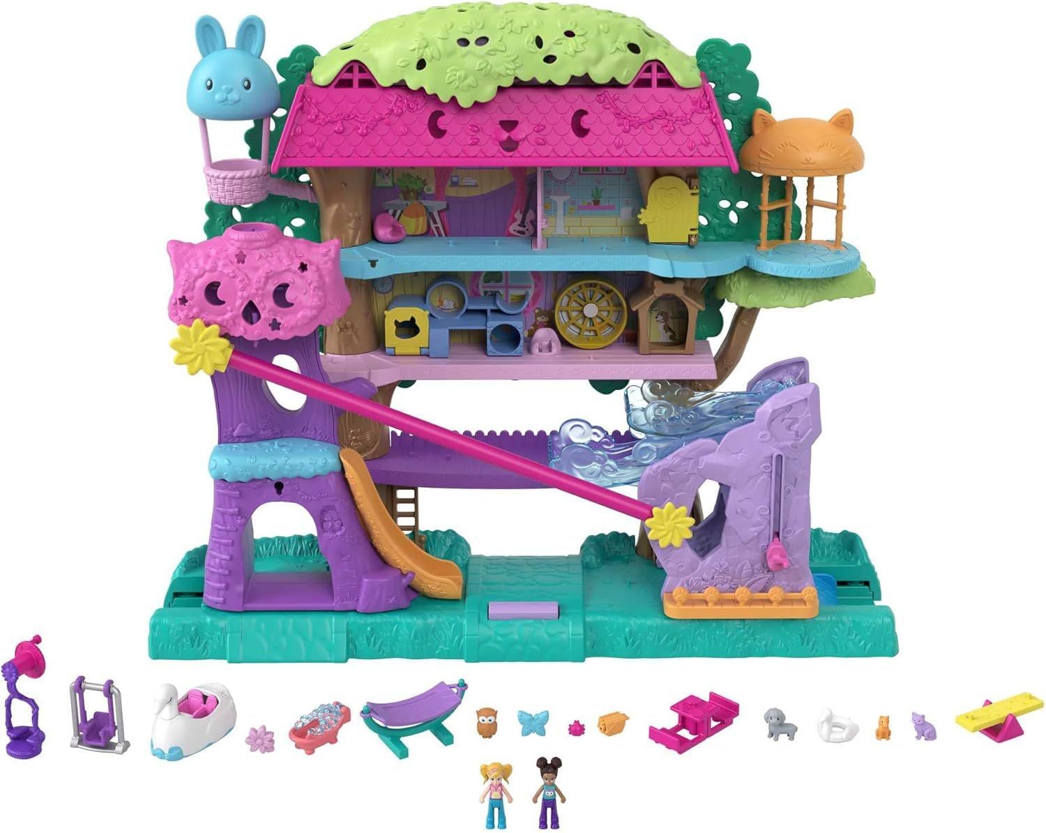 Игровой набор Mattel Polly Pocket Приключения животных в домике на дереве HHJ06 / HJJ98