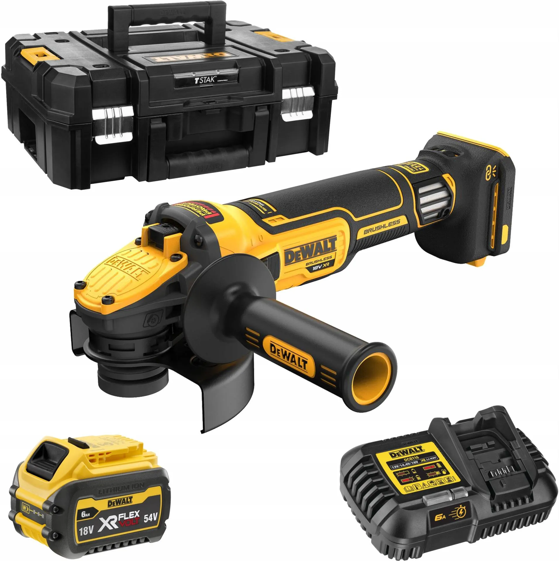 Аккумуляторная угловая шлифмашина (УШМ) с регулировкой оборотов DeWalt DCG409VST1, с 1 АКБ и ЗУ