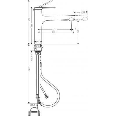 Смеситель для кухни Hansgrohe Zesis M33 160 2Jet Sbox Lite 74804000 Хром