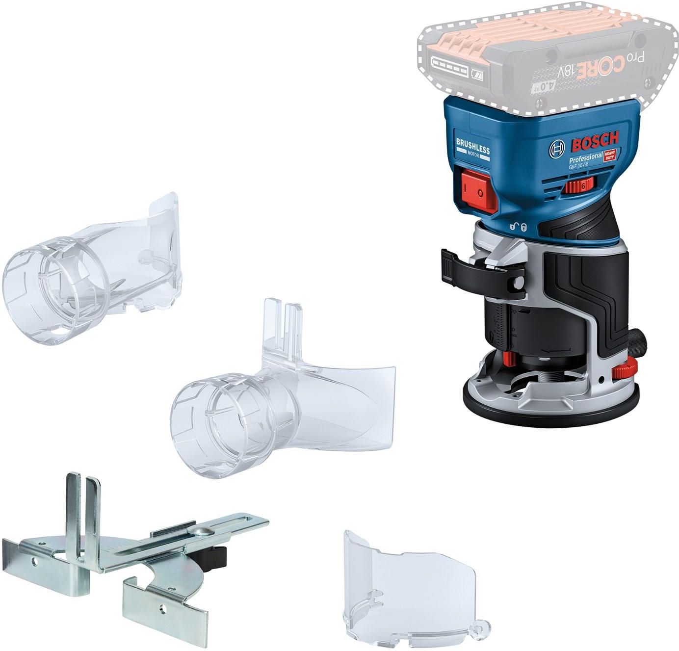 Аккумуляторный кромочный фрезер Bosch GKF 18V-8 06016C2000