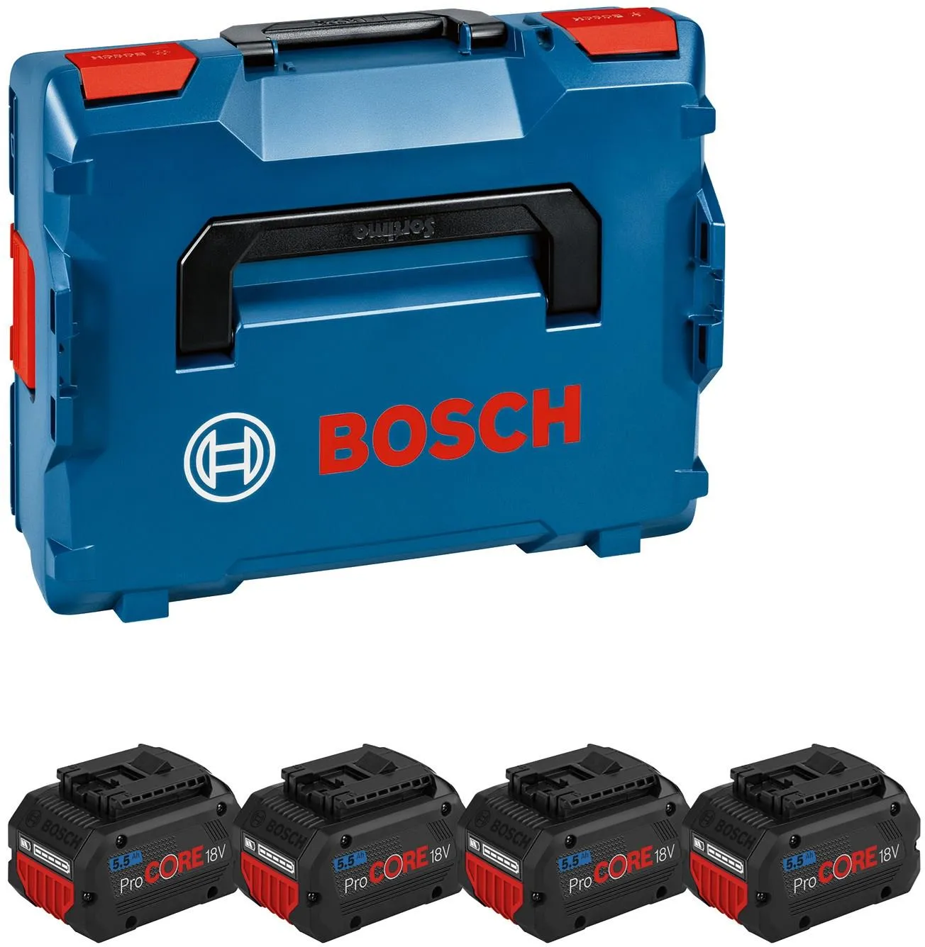Набор 4 аккумулятора + кейс Bosch 4xProCORE18V 5.5Ah + L-BOXX 136 Professional 1600A02A2U