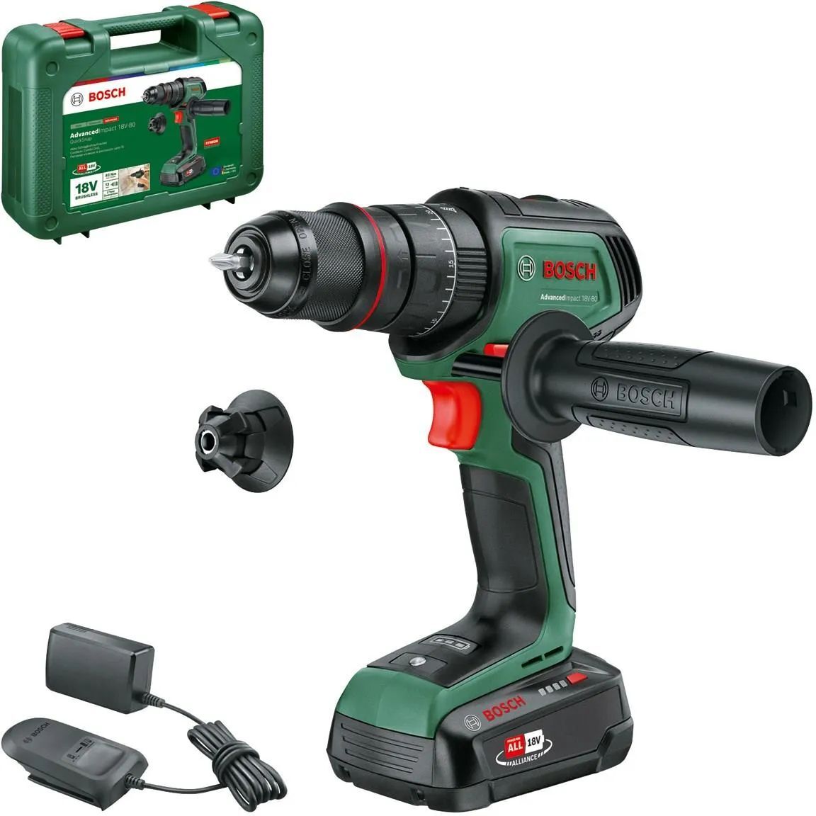 Аккумуляторная ударная дрель Bosch AdvancedImpact 18V-80 QuickSnap (06039E2101)