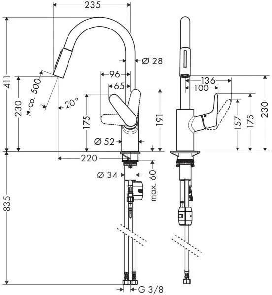 Смеситель для кухни Hansgrohe Focus DN15 31817670 матовый черный