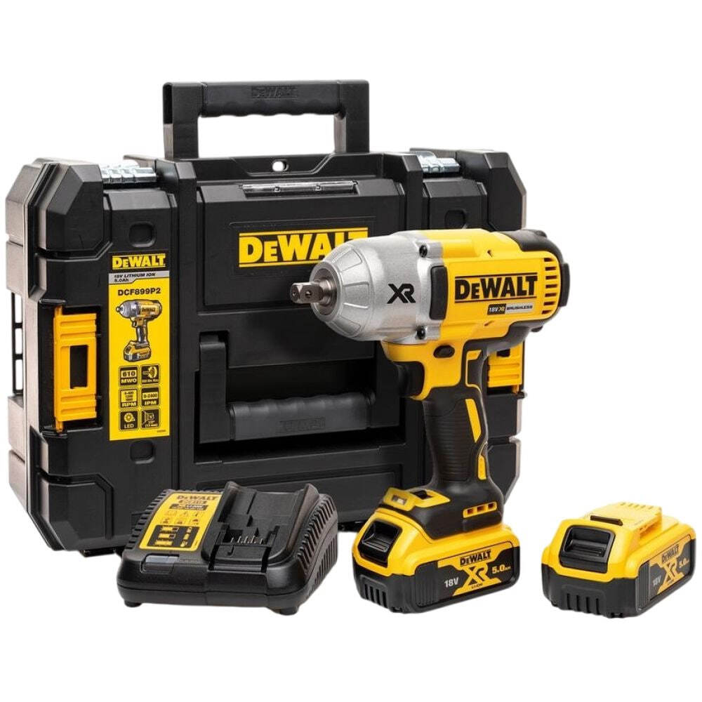 Аккумуляторный гайковерт Dewalt DCF899HP2-QW, с 2 АКБ 5 Ач и ЗУ, в кейсе