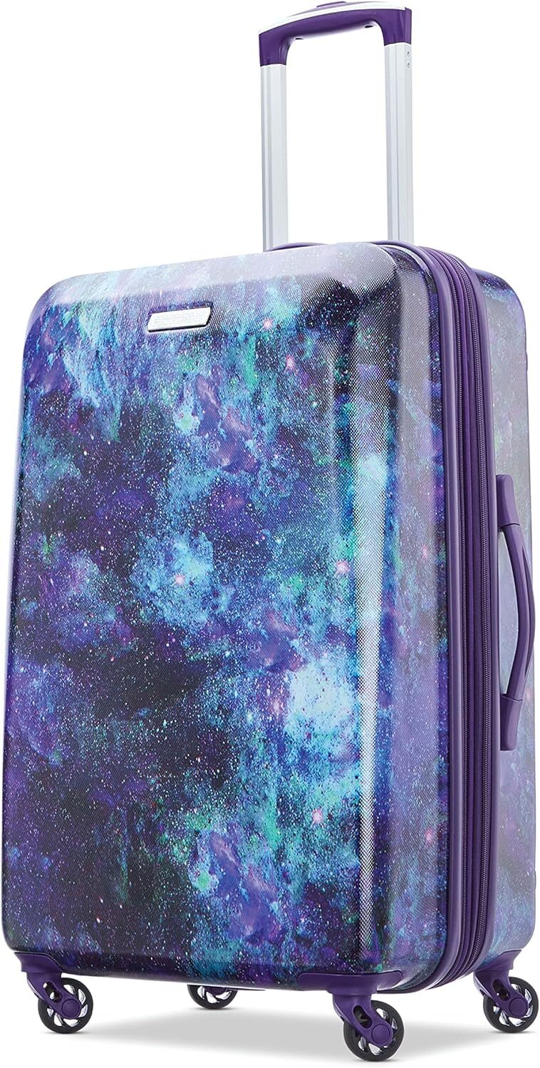 American Tourister Moonlight Hardside чемодан с вращающимися колёсами цвета Cosmos, размер Checked-Medium 24-Inch