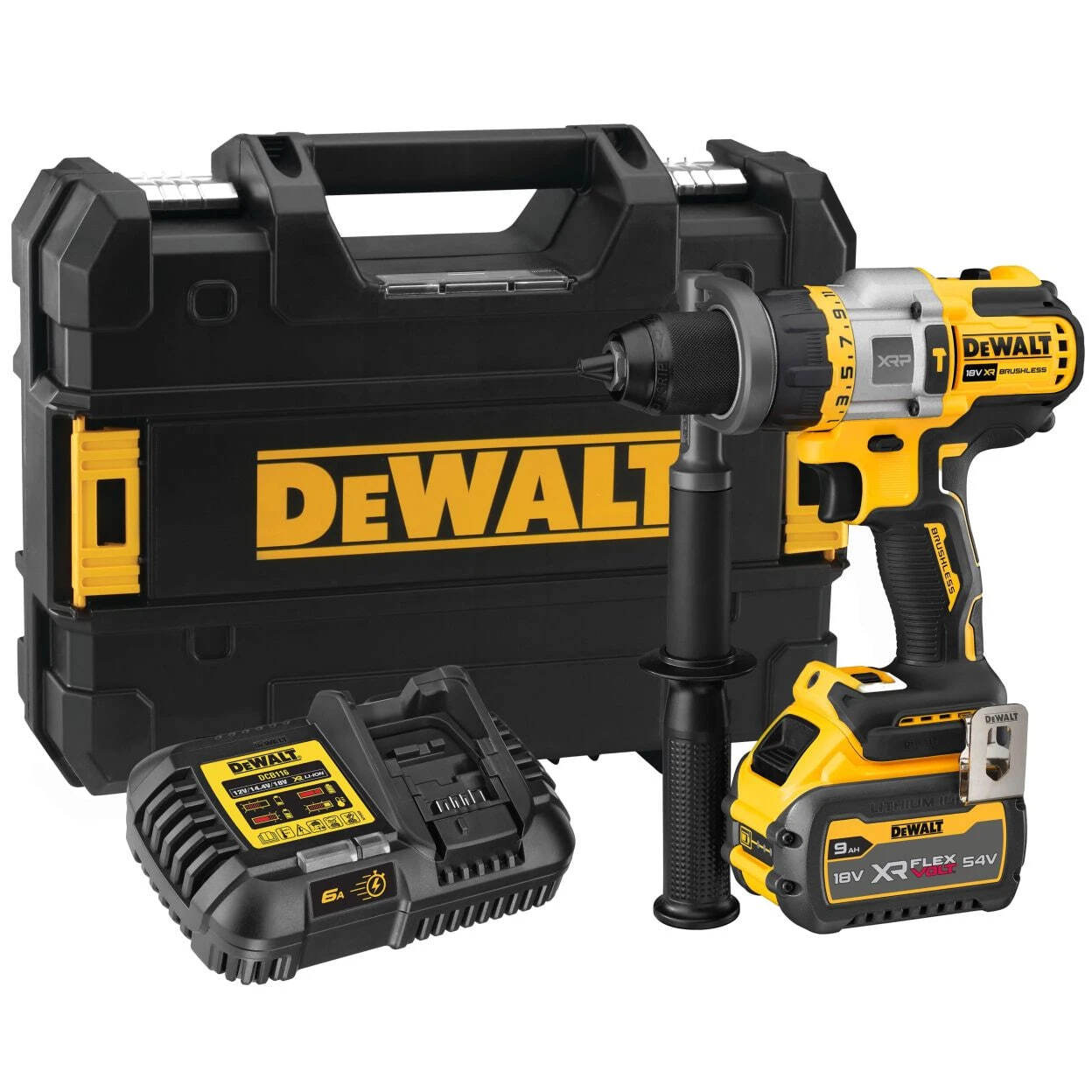 Аккумуляторная ударная дрель-шуруповерт Dewalt DCD999X1QW, с АКБ 9 Ач и ЗУ, в кейсе