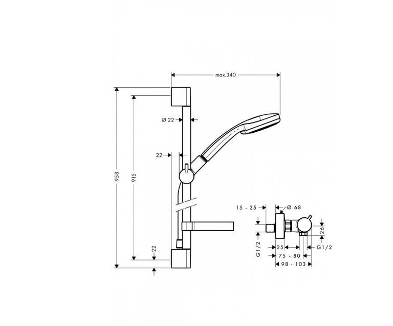 Душевой набор Hansgrohe Exostat Comfort Combi 27035