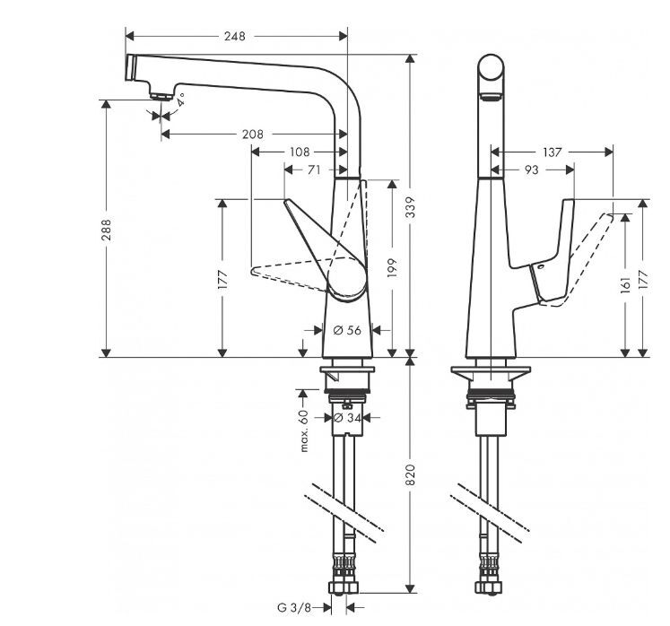 Кухонный смеситель Hansgrohe Talis Select S хром 72820000 хром