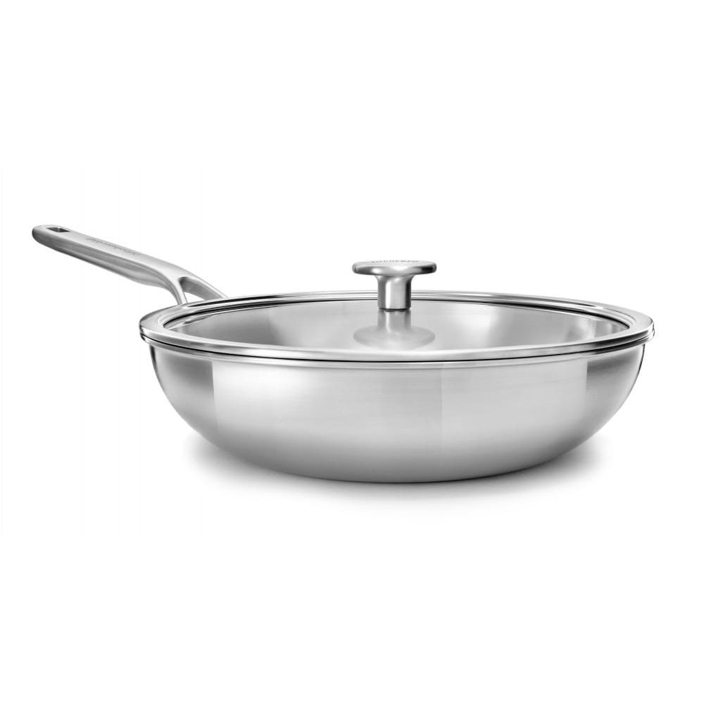 Вок из нержавеющей стали с крышкой KitchenAid 28 см (Cc003254001)