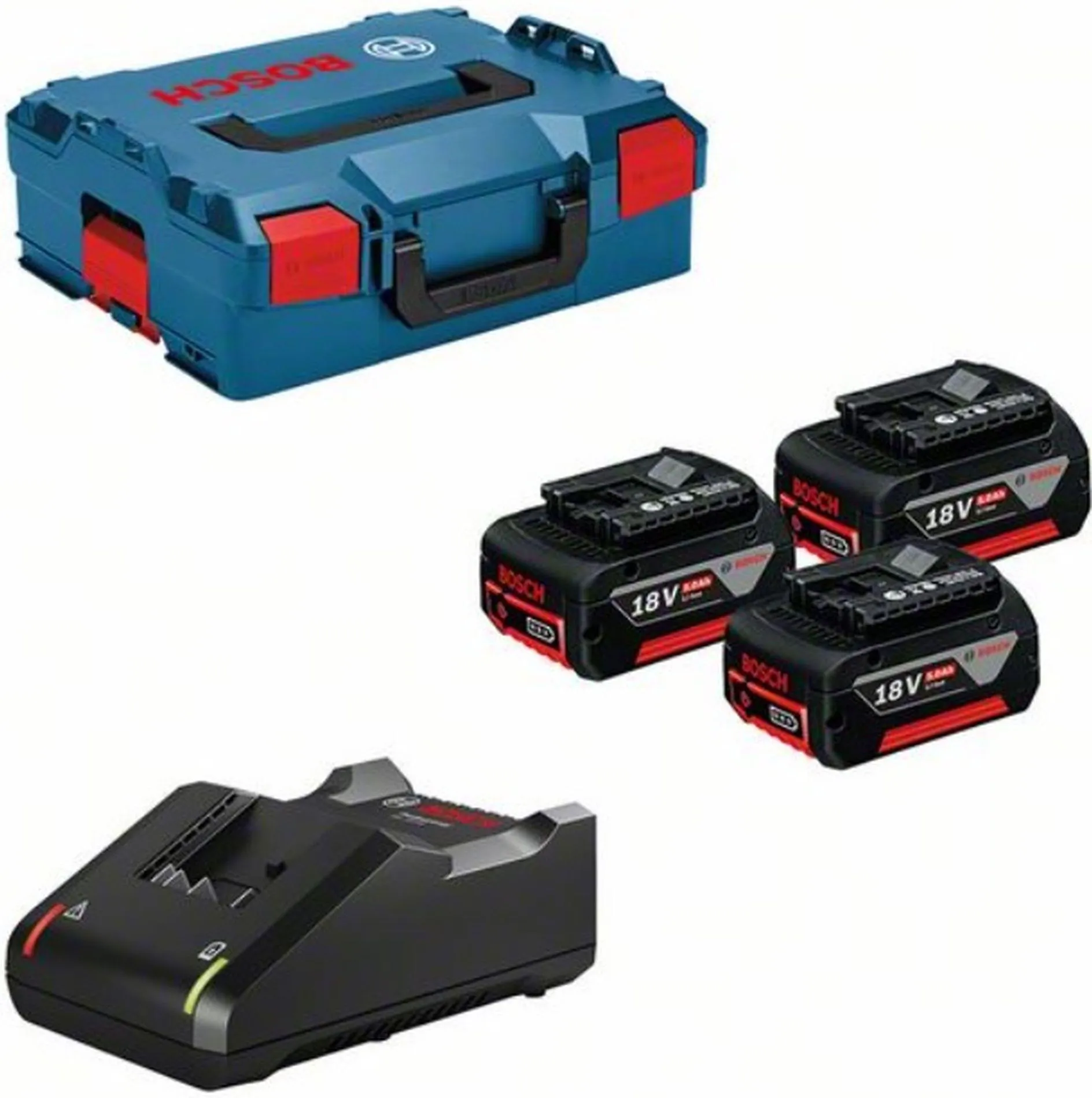 Стартовый набор 3 аккумулятора + зарядное устройство + кейс Bosch 3xGBA 18V 5.0Ah + GAL 18V-40 + L-BOXX 136 Professional 0615990L3T