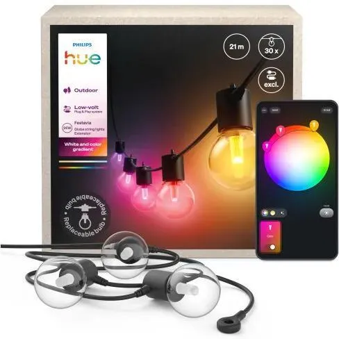 Садовая гирлянда PHILIPS Hue Festavia 21 м + удлинительный модуль Bluetooth 929004582006