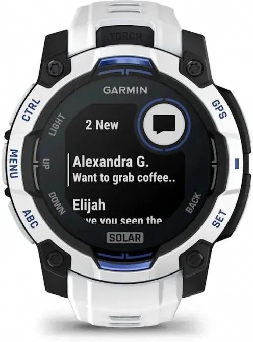 Смарт-часы Garmin Instinct 3 45mm Солнечный белый камень/Ярко-синий