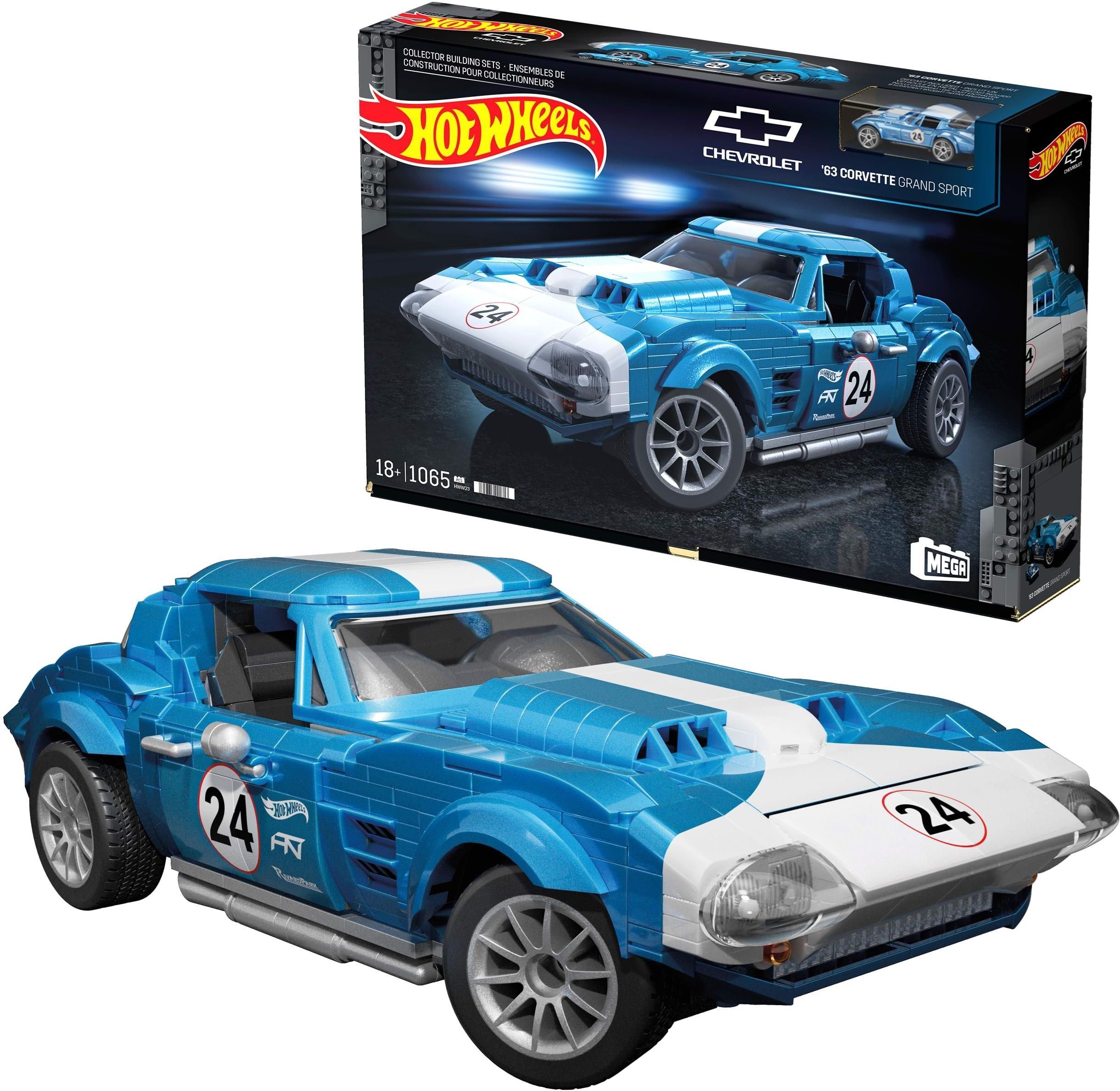 Конструктор MEGA Hot Wheels Corvette Grand Sport 1963 Коллекционная модель HWW23