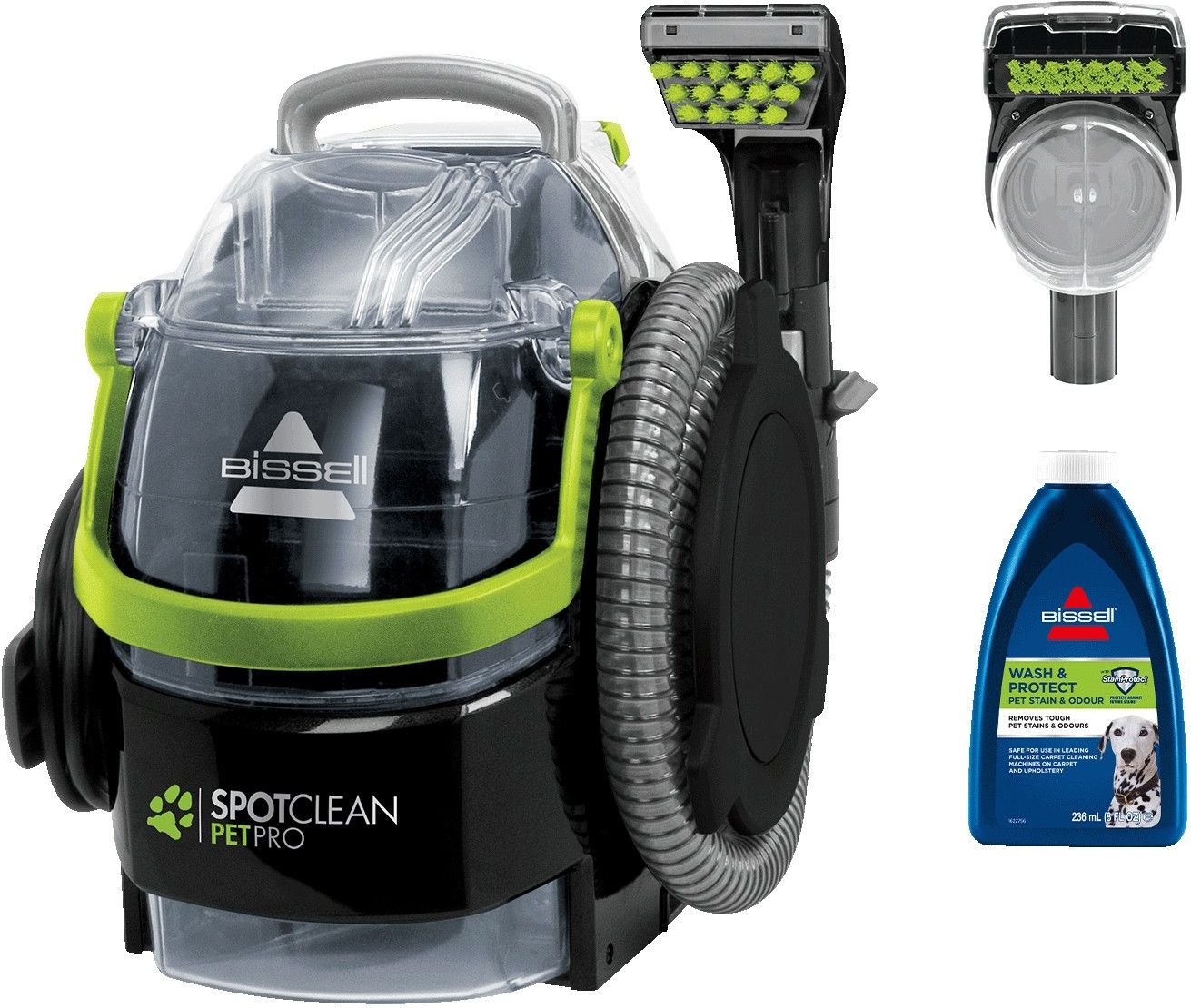 Портативный моющий пылесос BISSELL SpotClean Pet Pro 15585, чёрно-зелёный