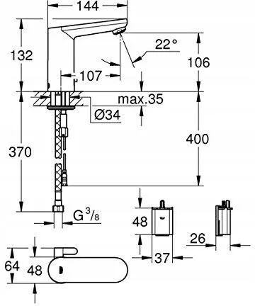 Смеситель для умывальника Grohe Bateria Get E