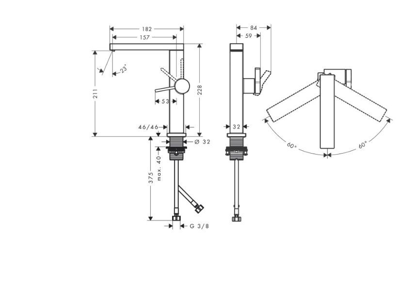Смеситель для раковины Hansgrohe Tecturis E 73063670 черный матовый