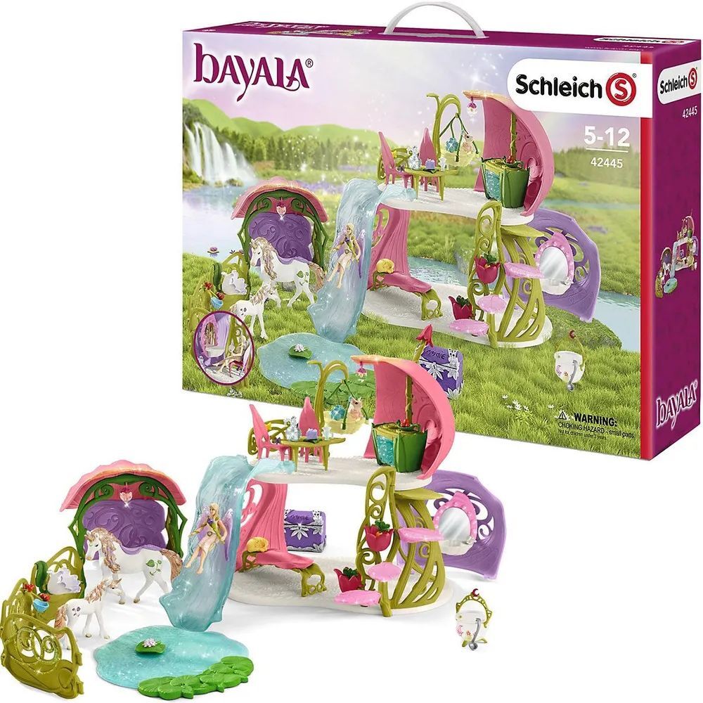 Игровой набор Schleich Сверкающий цветочный домик с единорогами, озером и стойлом 42445