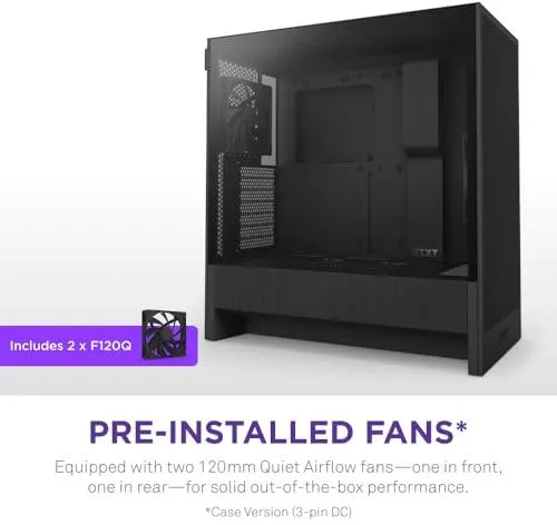 Корпус NZXT H5 Flow, Mid-Tower ATX, чёрный, 2×120 мм
