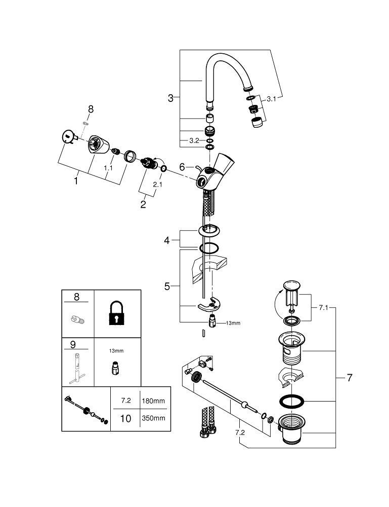 Смеситель Grohe Хром Costa 2546010A