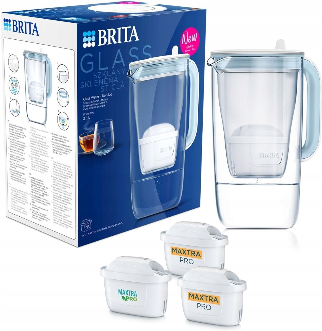 Фильтр-кувшин BRITA Glass 2,5 л, прозрачный (2 картриджа MAXTRA PRO Hard Water)