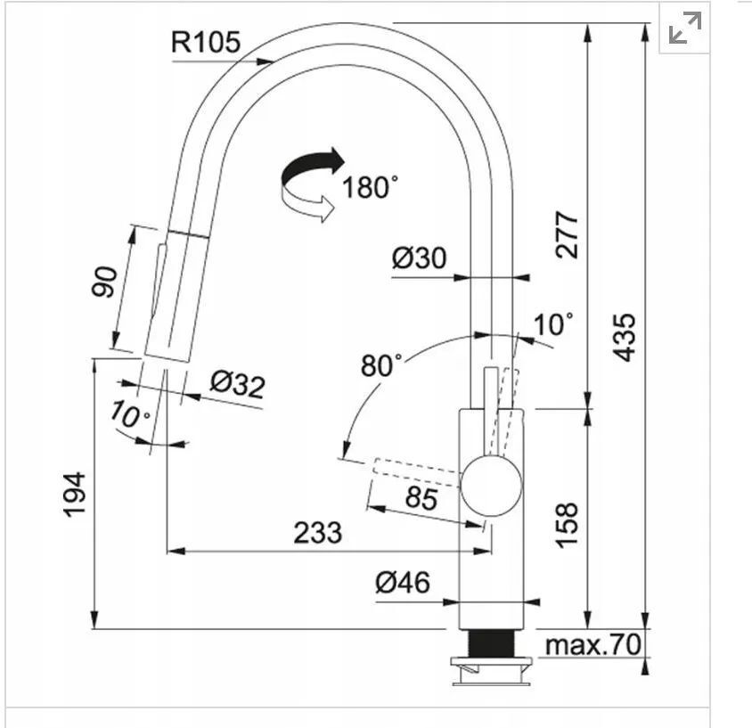 Кухонный кран Franke Pescara L slide-in spray 115.0575.968, черный матовый