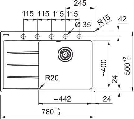 Кухонная раковина Franke Centro CNG 611-78 TL 114.0633.138, левый слив черный матовый