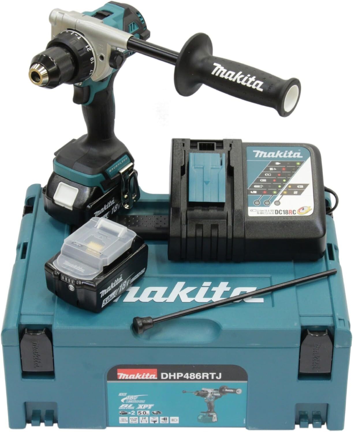 Ударная дрель Makita DHP486RTJ 18V LXT с АКБ 2x5,0 Ah и ЗУ