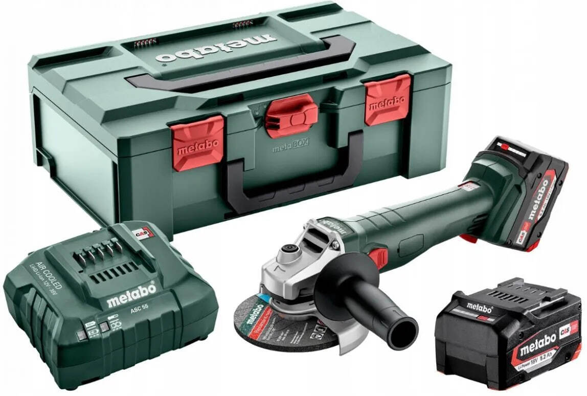Аккумуляторная угловая шлифмашина Metabo W 18 7-125 602371510 в кейсе metaBOX с аккумулятором 4.0 Ah и ЗУ