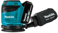 Аккумуляторная эксцентриковая шлифовальная машина Makita DBO180RTJ 18 В, 2×5,0 А·ч АКБ, ЗУ, кейс Makpac