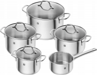 Набор 5 стальных кастрюль Zwilling с 4 крышками