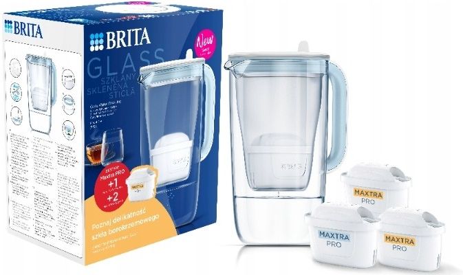 Фильтр-кувшин BRITA Glass 2,5 л, синий (2 картриджа Pure Performance Hard Water)