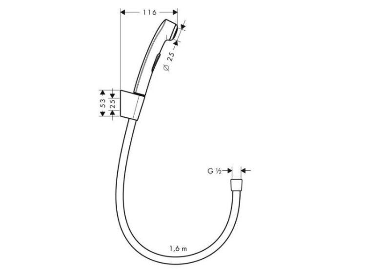 Душевая головка Hansgrohe Bidette 1 Jet 32128140 с держателем для душа