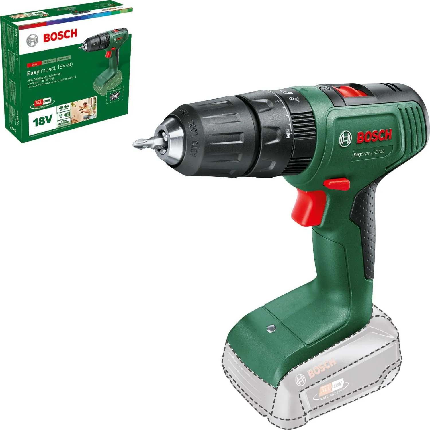 Ударная дрель-шуруповёрт Bosch EasyImpact 18V-40 06039D8100