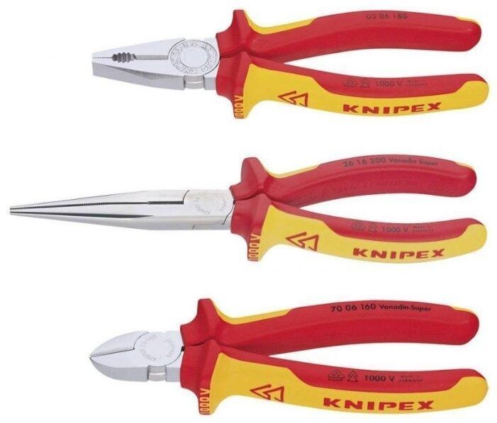 Набор шарнирно-губцевого инструмента Knipex 00 20 12, 3 предм., красный/желтый