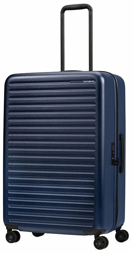 Чемодан Samsonite, поликарбонат, опорные ножки на боковой стенке, адресная бирка, 126 л, размер XL, синий