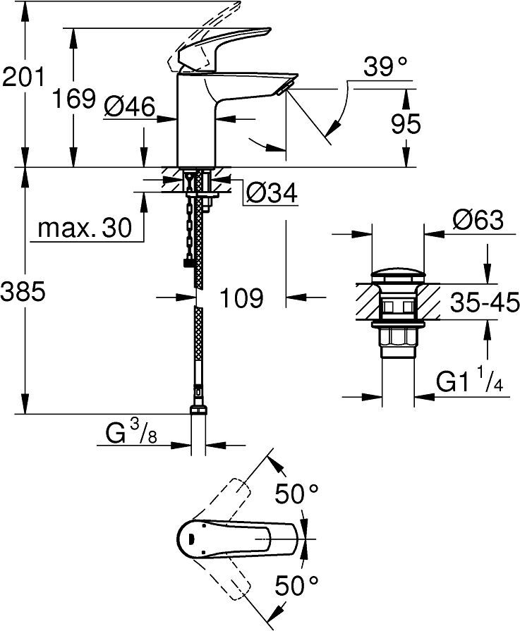 Смеситель Grohe Eurosmart хром 23988003