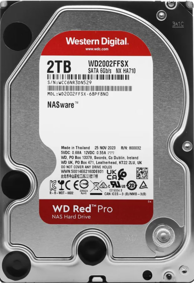 Жёсткий диск WD Red Pro WD2002FFSX, 3,5", 2 ТБ, SATA III
