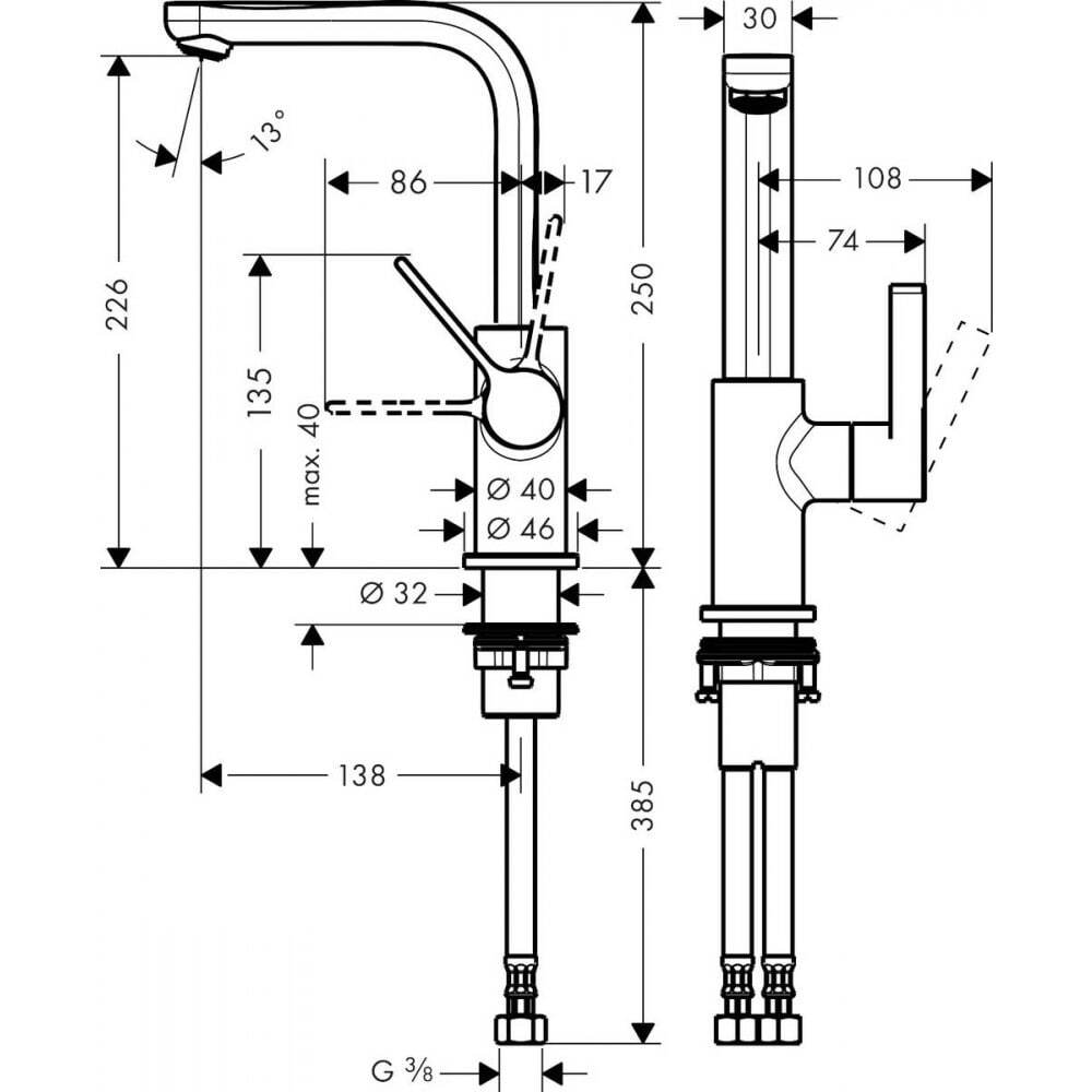 Смеситель для раковины Hansgrohe Metris S 31161000 хром