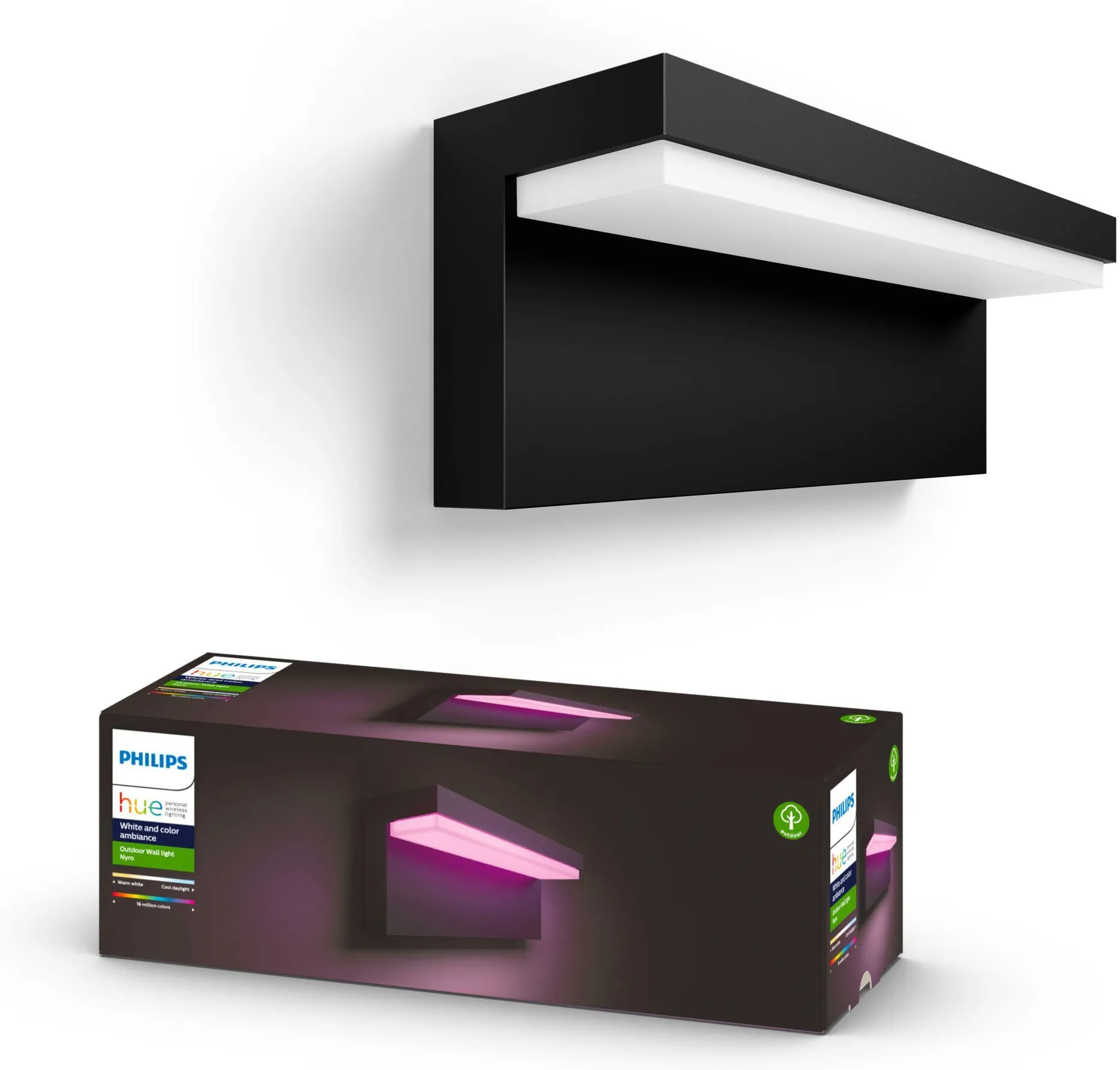 Настенный уличный светильник PHILIPS Hue White and Color Ambiance Nyro черный 1745630P7
