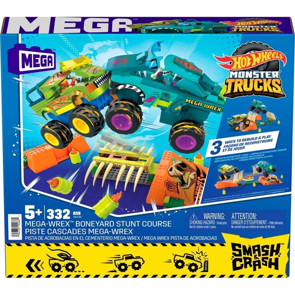 Игровой набор "конструкторы полосы препятствий" MEGA Hot Wheels - Monster Trucks Mega-Wrex HKF89, 332 шт.