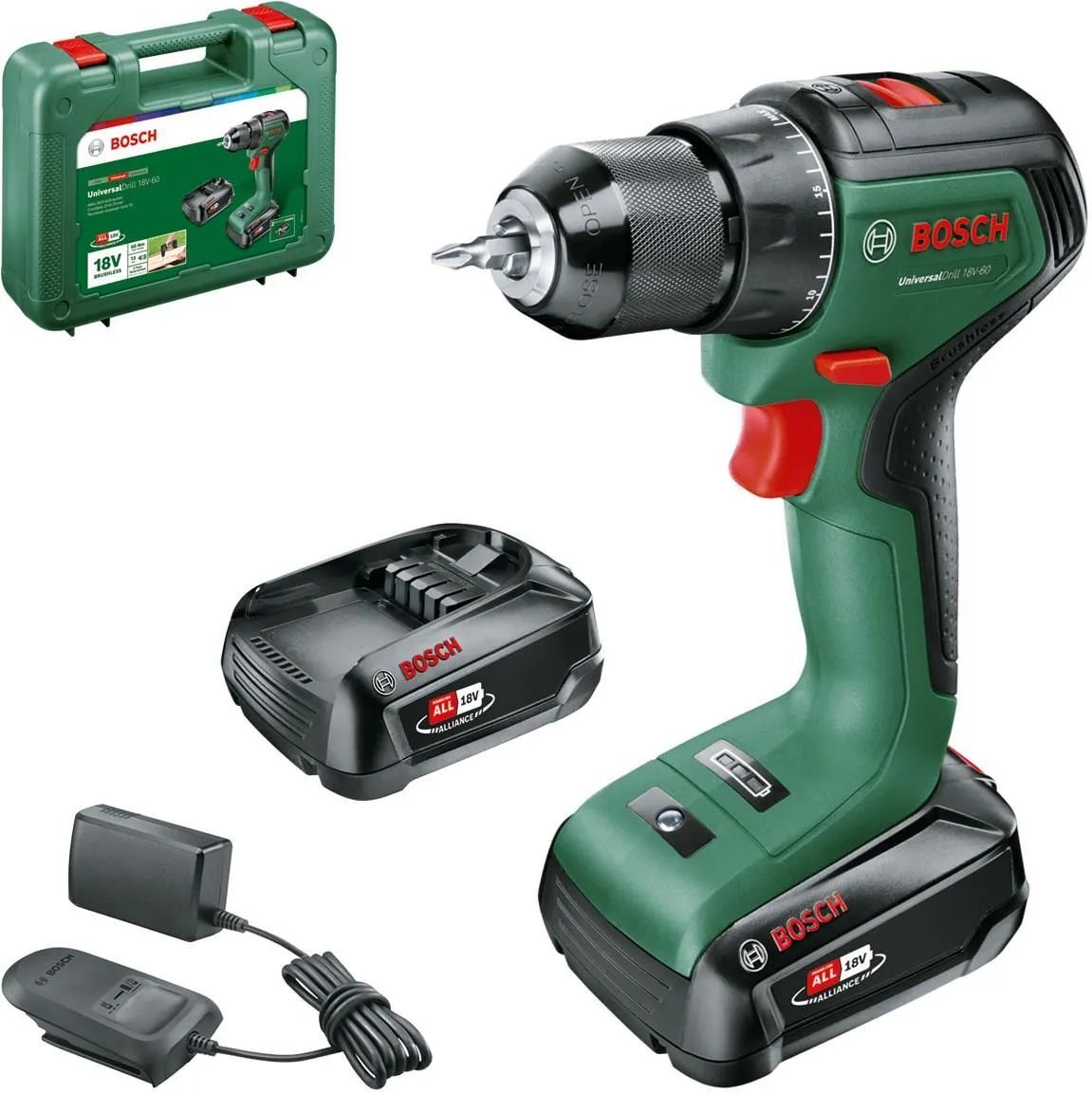 Аккумуляторная дрель-шуруповёрт Bosch UniversalDrill 18V-60 (06039D7002)