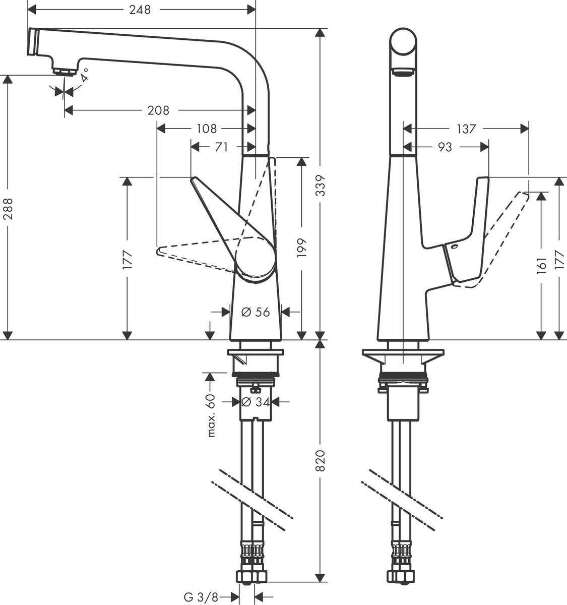 Смеситель для кухни Hansgrohe Talis Select M51 300 Eco 72825000 хром